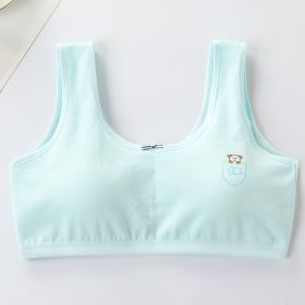 Primary Student Vest Female Junior High  Girl High School  Underwear Pure Cotton Bra (Option: Blue-L)