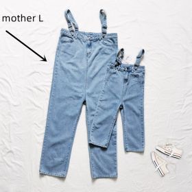 Korean Style Loose High Waist Wide Instep Strappy Jeans (Option: Overalls-Mom L)