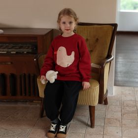 Plush And Thick Cartoon Sweater Baby (Option: Red-110cm)