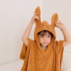 Cartoon Rabbit Hooded Bath Towel (Option: Cloak orange-One size)