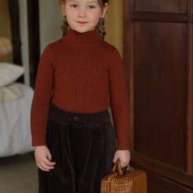 Half Turtleneck Sweater For Girls (Option: Maple leaf red-110cm)