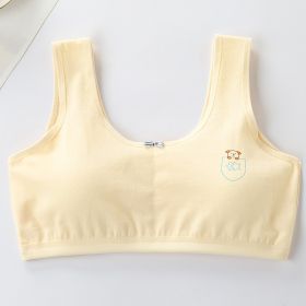 Primary Student Vest Female Junior High  Girl High School  Underwear Pure Cotton Bra (Option: Yellow-L)