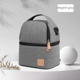 Fashion Milk Insulated Bag Double Layer Breast Milk Storage Bag Thick Breast Milk Fresh Ice Pack Mummy Bag (Option: Elegant Gray)