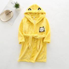 Flannel Bathrobe Boys' Home Wear With Hood (Option: Little cat yellow-90)