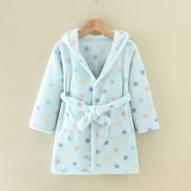 Boys And Girls Fashion Printed Flannel Hooded Nightgown (Option: Bathrobe Blue Dot-100cm)