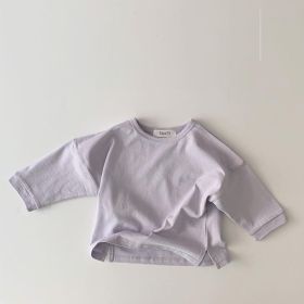 Baby Long Sleeve Candy Color Bottoming Shirt (Option: Light Purple-90cm)