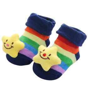 Cotton Cartoon Non-slip Baby Floor Socks (Option: Rainbow-One size)