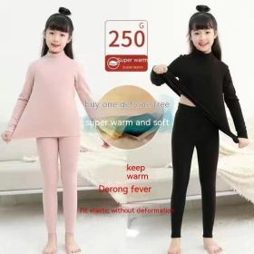 Children's Thermal Underwear Set Dralon Heating (Option: Black And Pink-140)