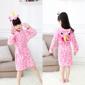 Tenma Bathrobe Flannel New Children's Home Clothes Nightgown (Option: Pink stone pegasus-10to11Y)