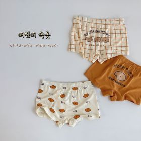 Three-piece Set Children's Underwear Modal Printing Baby Kindergarten Boxer Shorts (Option: Caramel Puppy-110cm)