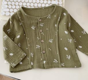 Children's Cotton Yarn Minimalist Long Sleeve Shirt (Option: Green-9m)