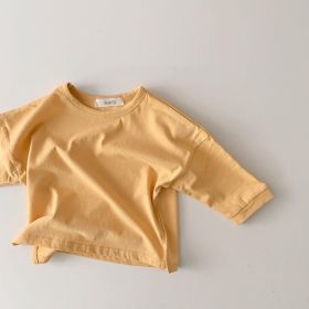 Baby Long Sleeve Candy Color Bottoming Shirt (Option: Orange-110cm)