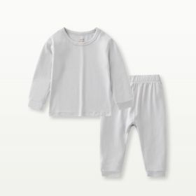 Bamboo Fiber Baby Long Johns Top & Bottom Set Suit (Option: Light Gray-90CM)