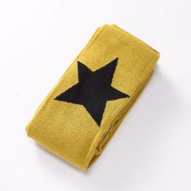 Spring And Autumn New Cotton Five-pointed Star Children Pantyhose Cute Tertiary Color Love Girl Leggings (Option: Ginger Yellow XINGX-105cm)