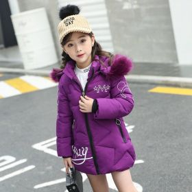 Children's Cotton Clothes Little Girl Thickened Korean Style Cotton-padded Jacket (Option: Violet-160 Yards)