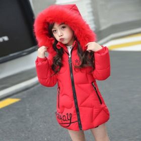 Children's Cotton Clothes Little Girl Thickened Korean Style Cotton-padded Jacket (Option: Red-160 Yards)